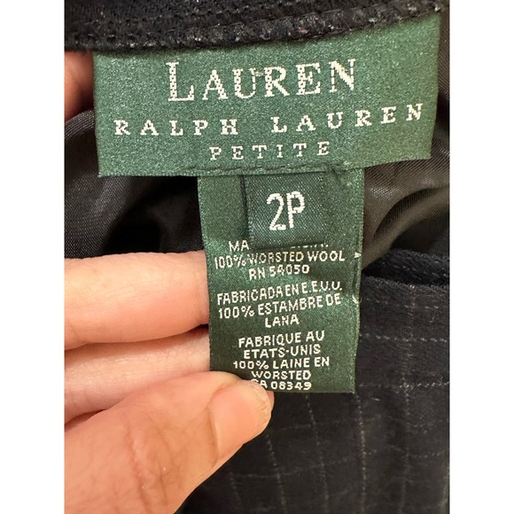 Ralph Lauren vintage blue plaid wool lined pleated pants size 2P - Picture 3 of 11